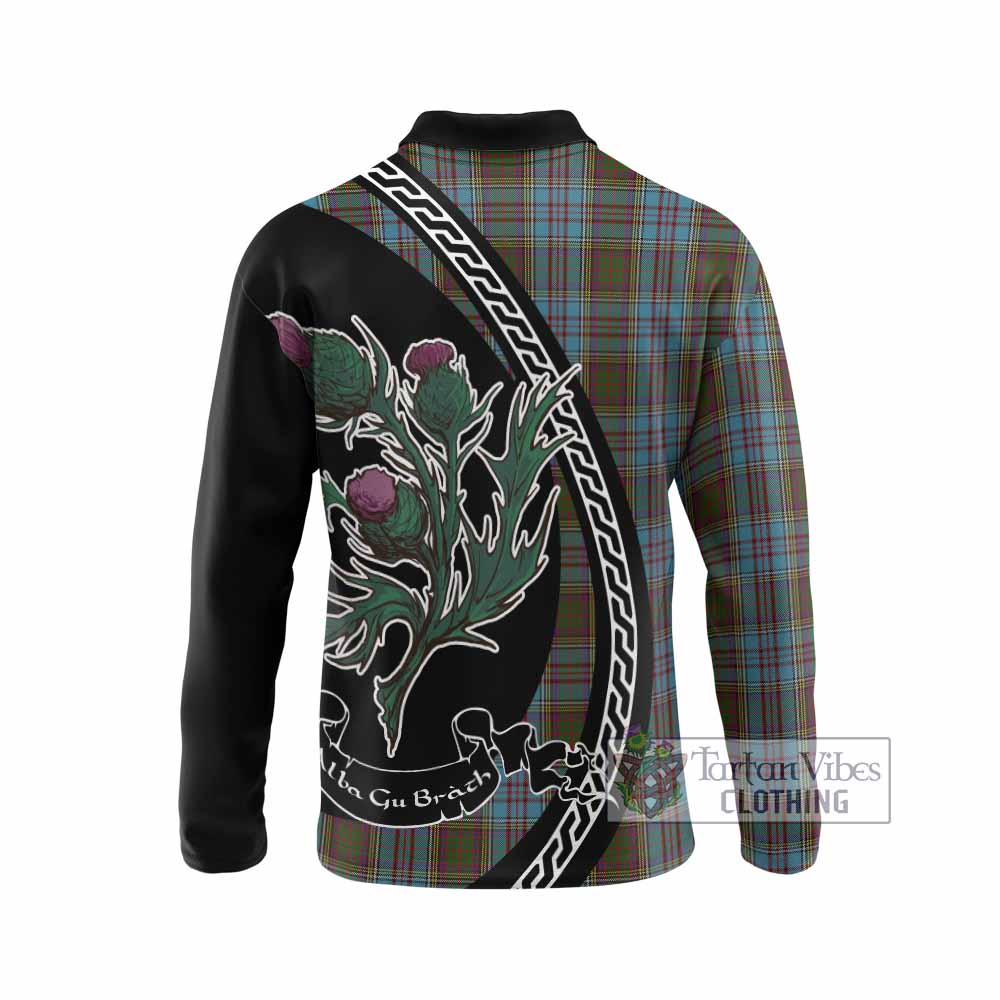 Anderson Family Crest Tartan Long Sleeve Polo Shirt Alba Thistle Inspired - Tartan Vibes Clothing
