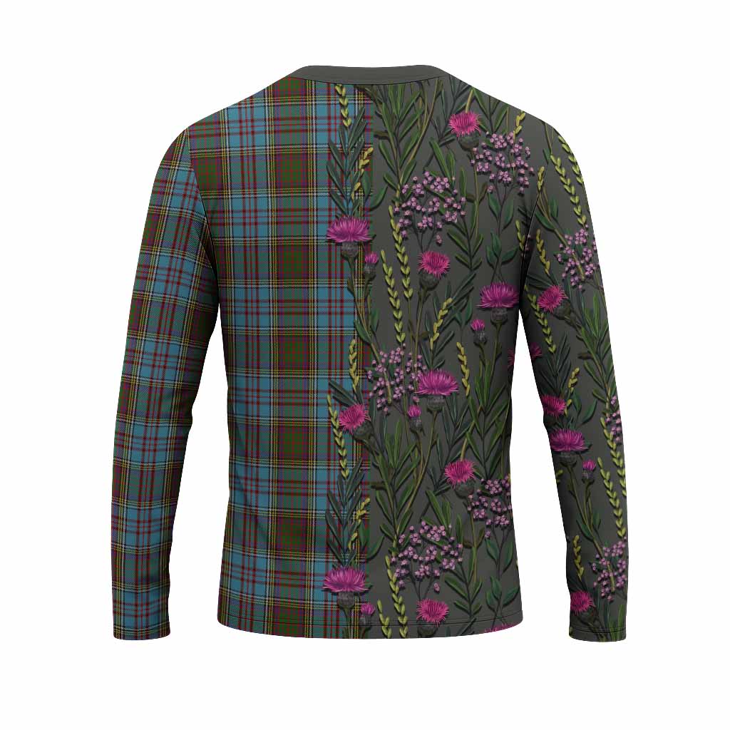 Anderson Family Crest Tartan Long Sleeve T-Shirt Scottish Thistle Flower Pattern Half Style - Tartan Vibes Clothing