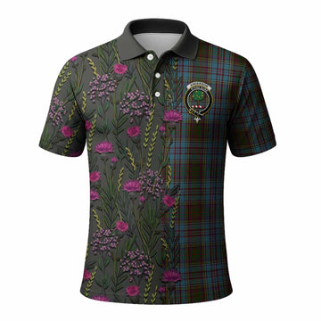Anderson Family Crest Tartan Polo Shirt Scottish Thistle Flower Pattern Half Style