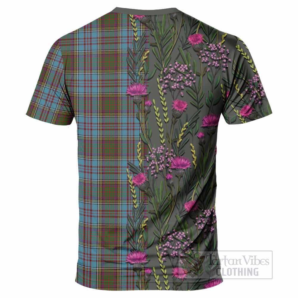 Anderson Family Crest Tartan T-Shirt Scottish Thistle Flower Pattern Half Style - Tartan Vibes Clothing