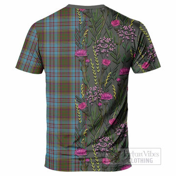 Anderson Family Crest Tartan T-Shirt Scottish Thistle Flower Pattern Half Style - Tartan Vibes Clothing