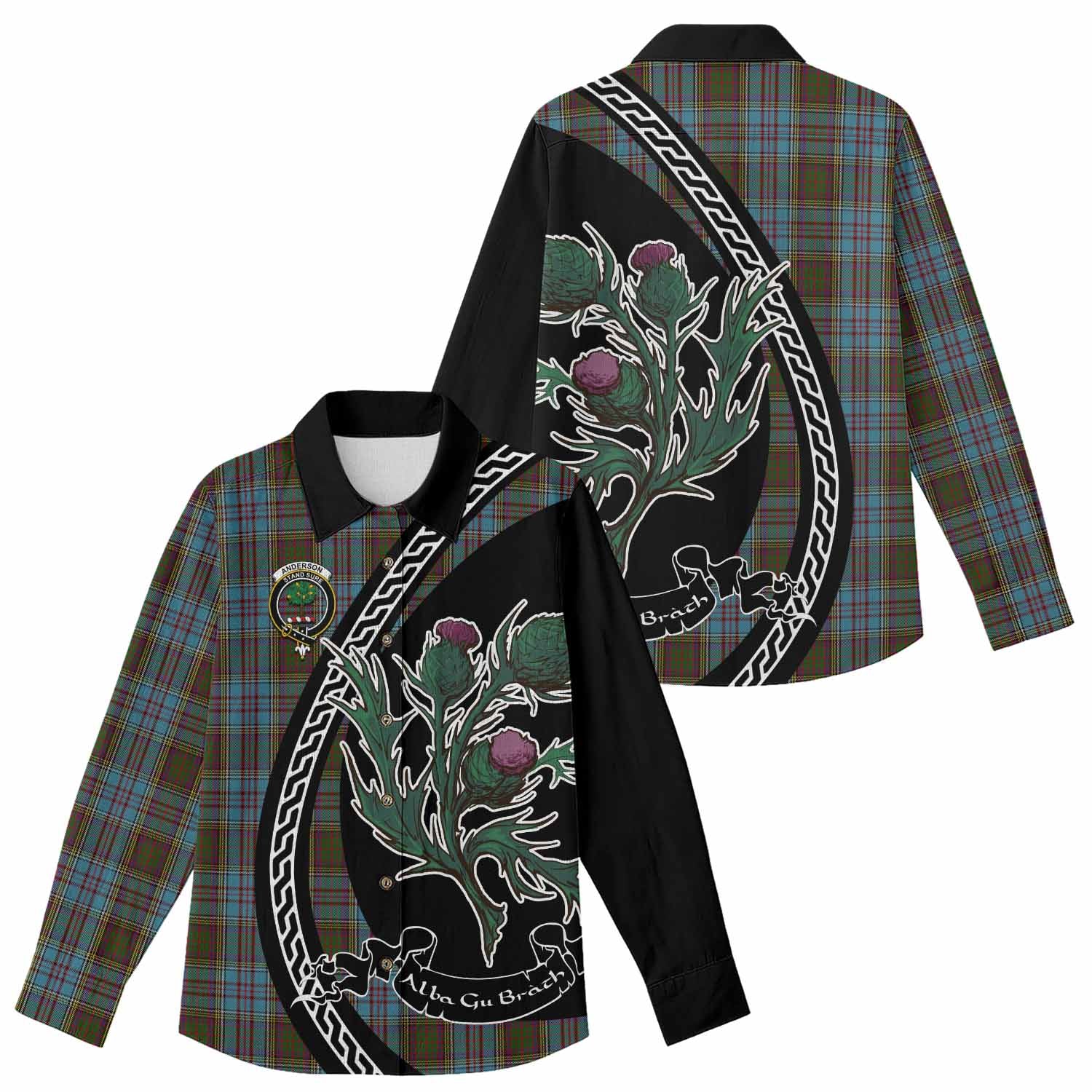 Anderson Family Crest Tartan Women Casual Shirt Alba Thistle Inspired - Tartan Vibes Clothing