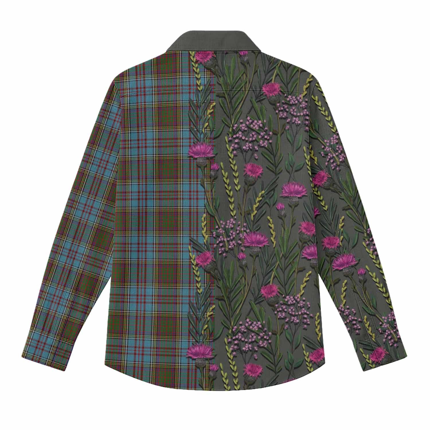 Anderson Family Crest Tartan Women Casual Shirt Scottish Thistle Flower Pattern Half Style - Tartan Vibes Clothing