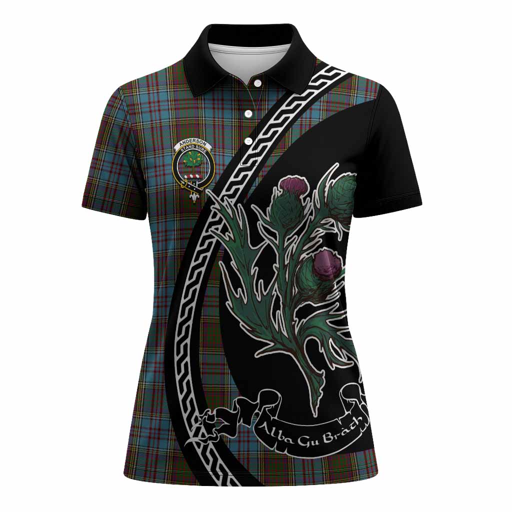 Anderson Family Crest Tartan Women Polo Shirt Alba Thistle Inspired - Tartan Vibes Clothing