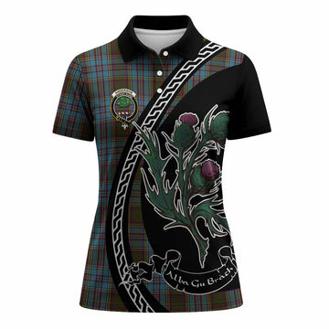 Anderson Family Crest Tartan Women Polo Shirt Alba Thistle Inspired