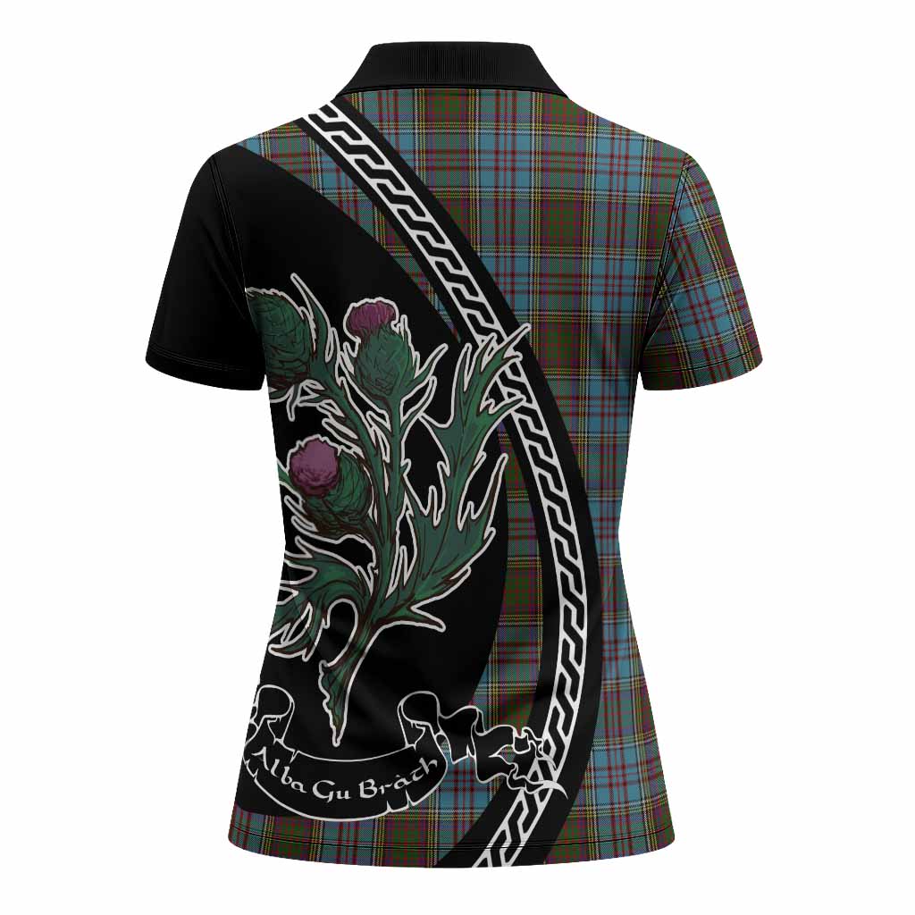 Anderson Family Crest Tartan Women Polo Shirt Alba Thistle Inspired - Tartan Vibes Clothing