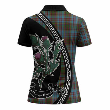 Anderson Family Crest Tartan Women Polo Shirt Alba Thistle Inspired