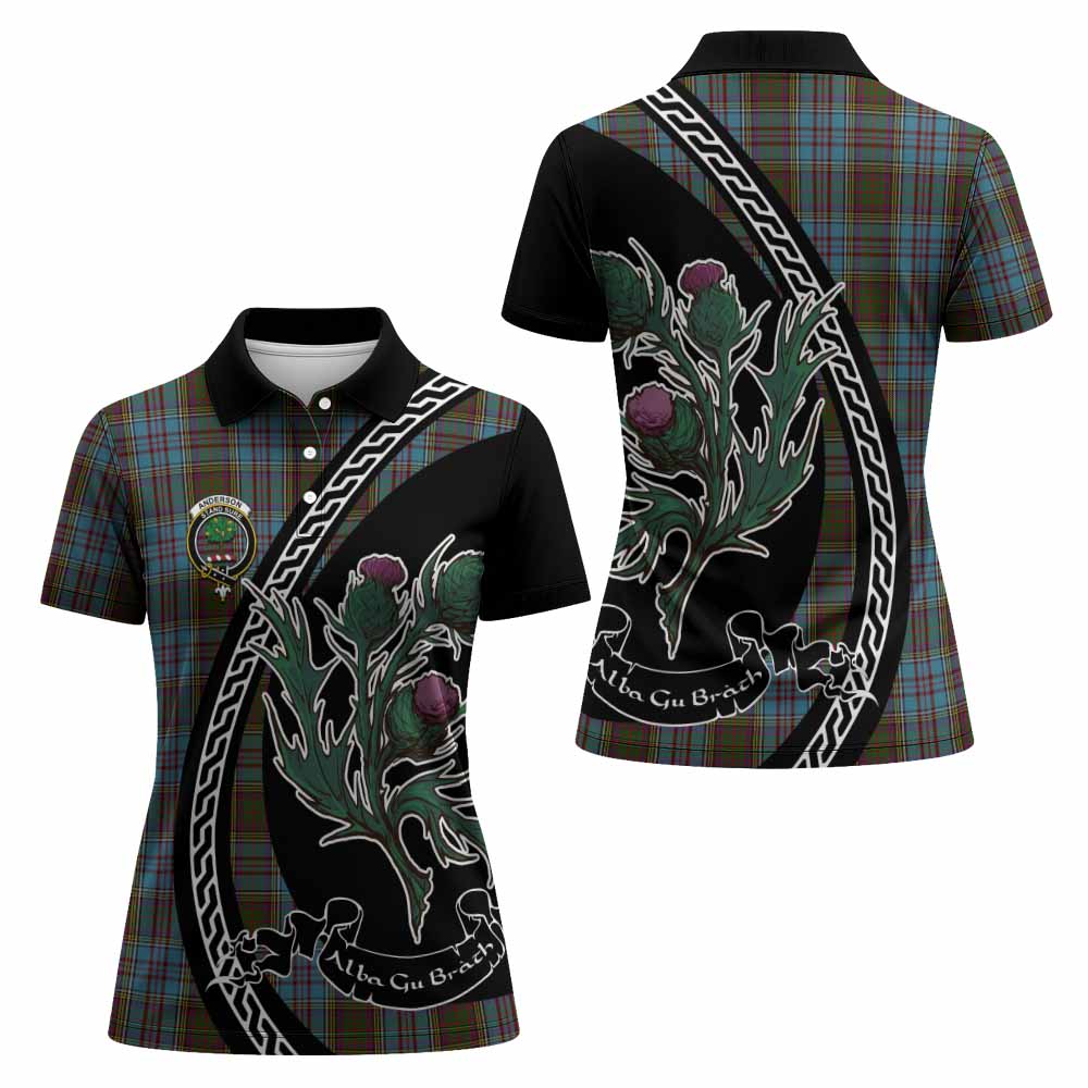 Anderson Family Crest Tartan Women Polo Shirt Alba Thistle Inspired - Tartan Vibes Clothing