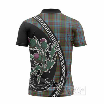 Anderson Family Crest Tartan Zipper Polo Shirt Alba Thistle Inspired