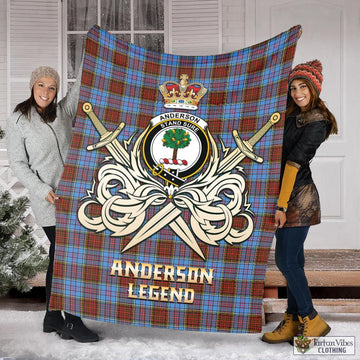 Anderson Modern Tartan Blanket with Clan Crest and the Golden Sword of Courageous Legacy