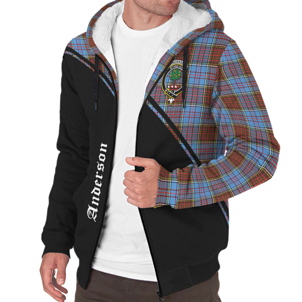Anderson Modern Tartan Sherpa Hoodie with Family Crest Curve Style Unisex - Tartanvibesclothing