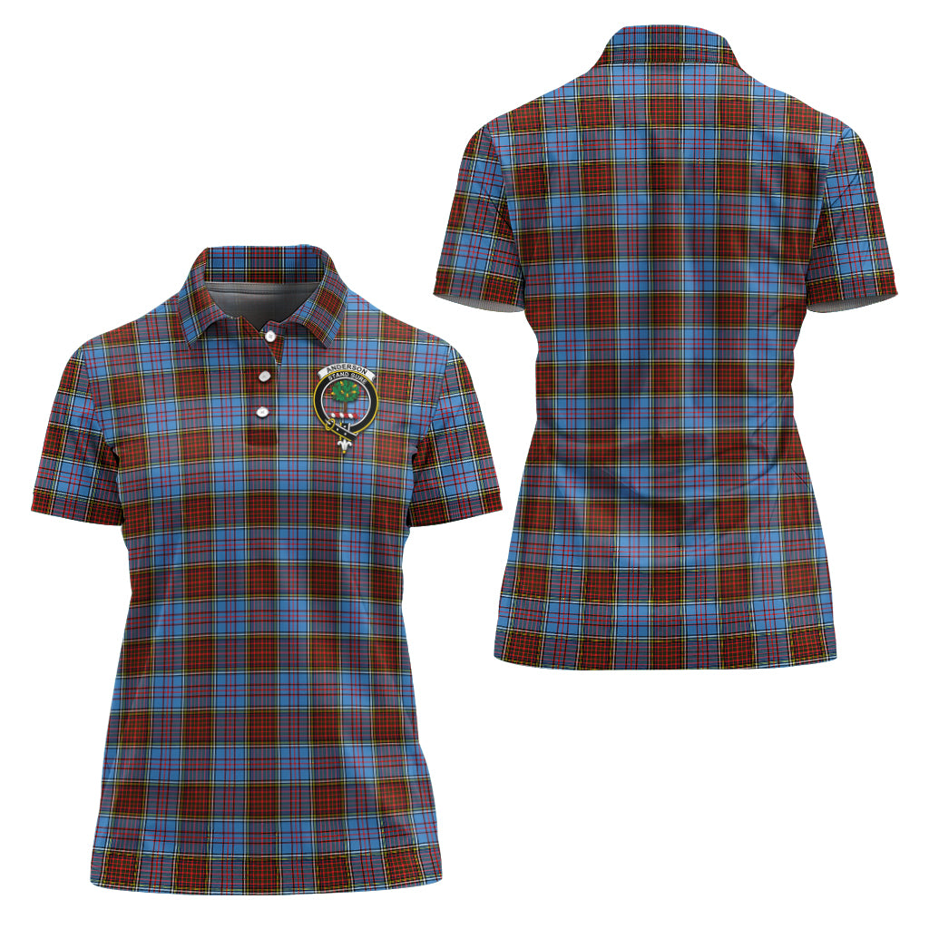Anderson Modern Tartan Polo Shirt with Family Crest For Women Women - Tartanvibesclothing