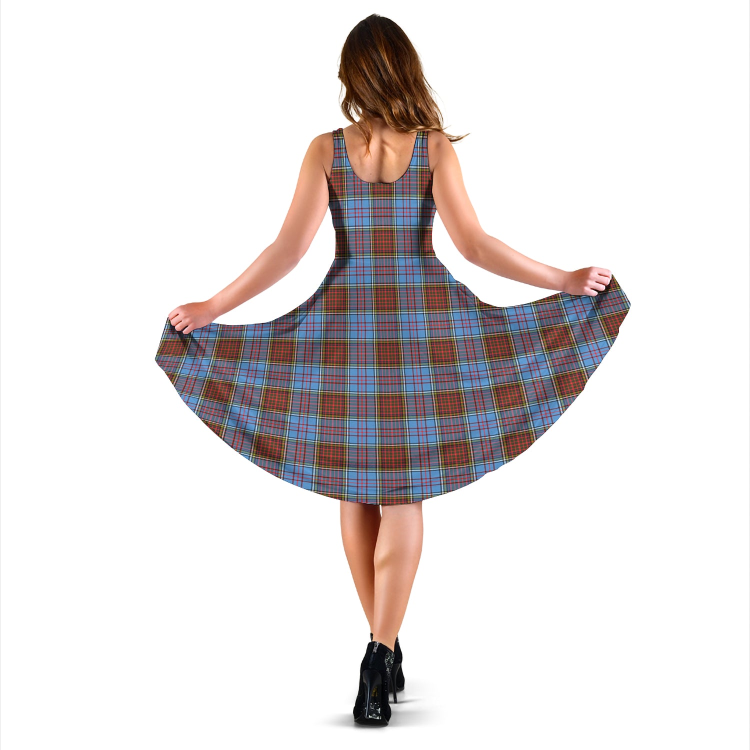 Anderson Modern Tartan Sleeveless Midi Womens Dress - Tartanvibesclothing