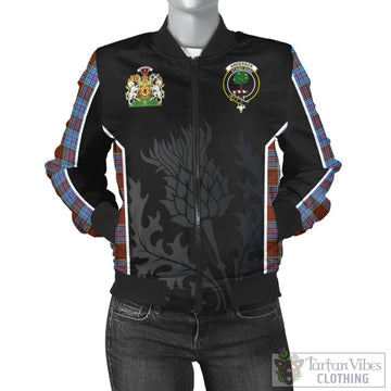 Anderson Modern Tartan Bomber Jacket with Family Crest and Scottish Thistle Vibes Sport Style