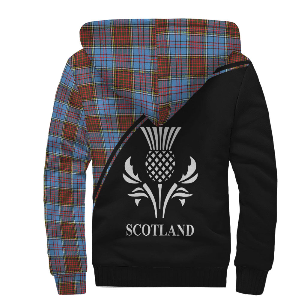 Anderson Modern Tartan Sherpa Hoodie with Family Crest Curve Style - Tartanvibesclothing