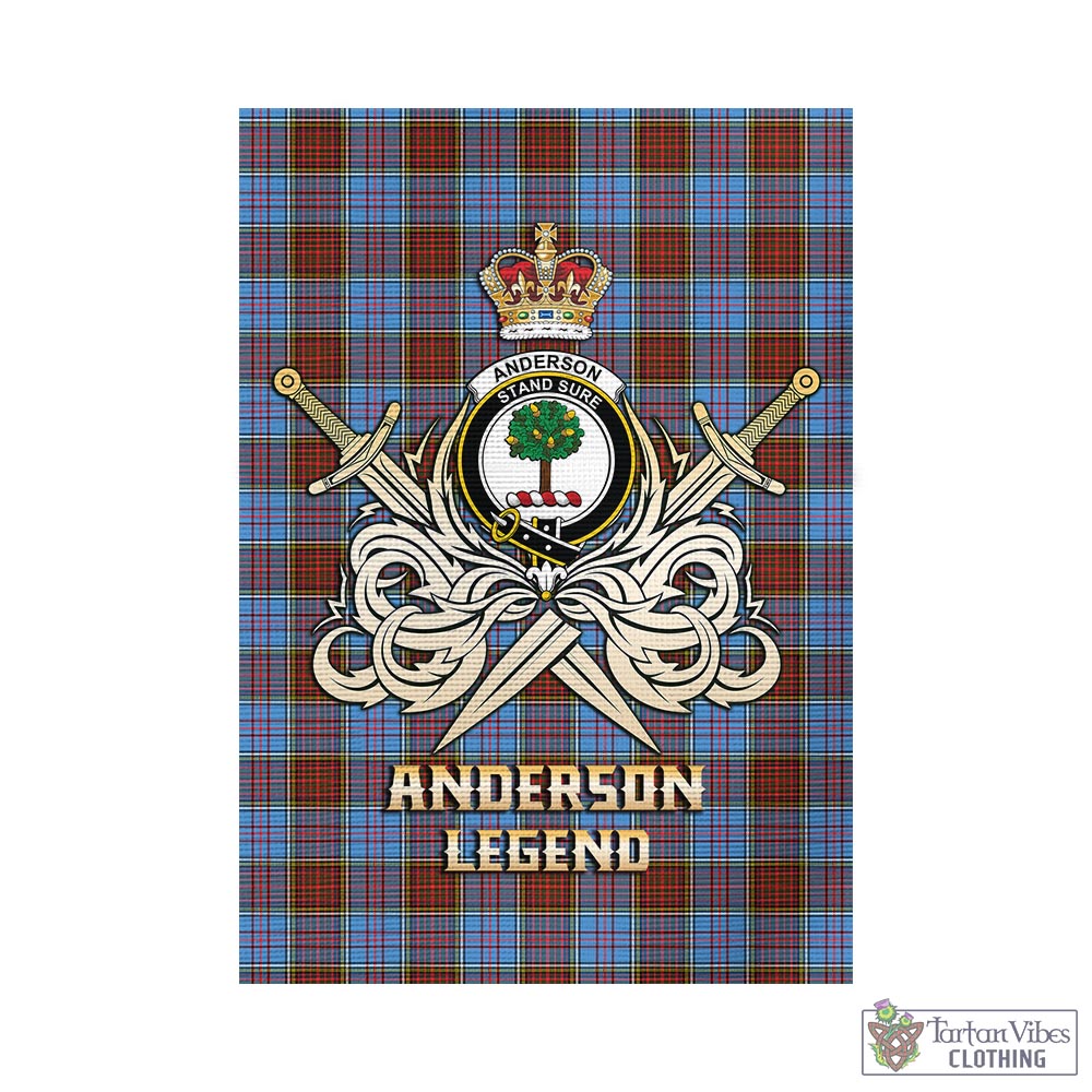 Tartan Vibes Clothing Anderson Modern Tartan Flag with Clan Crest and the Golden Sword of Courageous Legacy