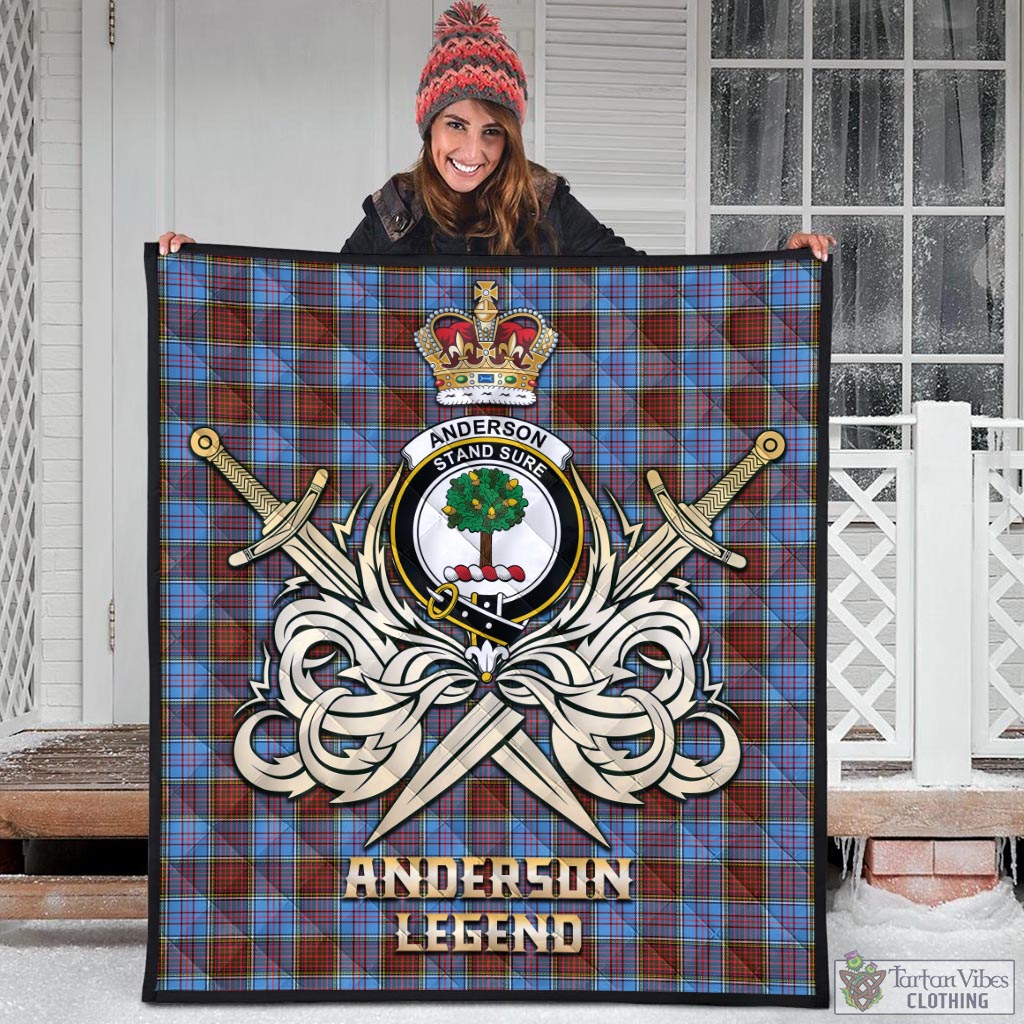 Tartan Vibes Clothing Anderson Modern Tartan Quilt with Clan Crest and the Golden Sword of Courageous Legacy