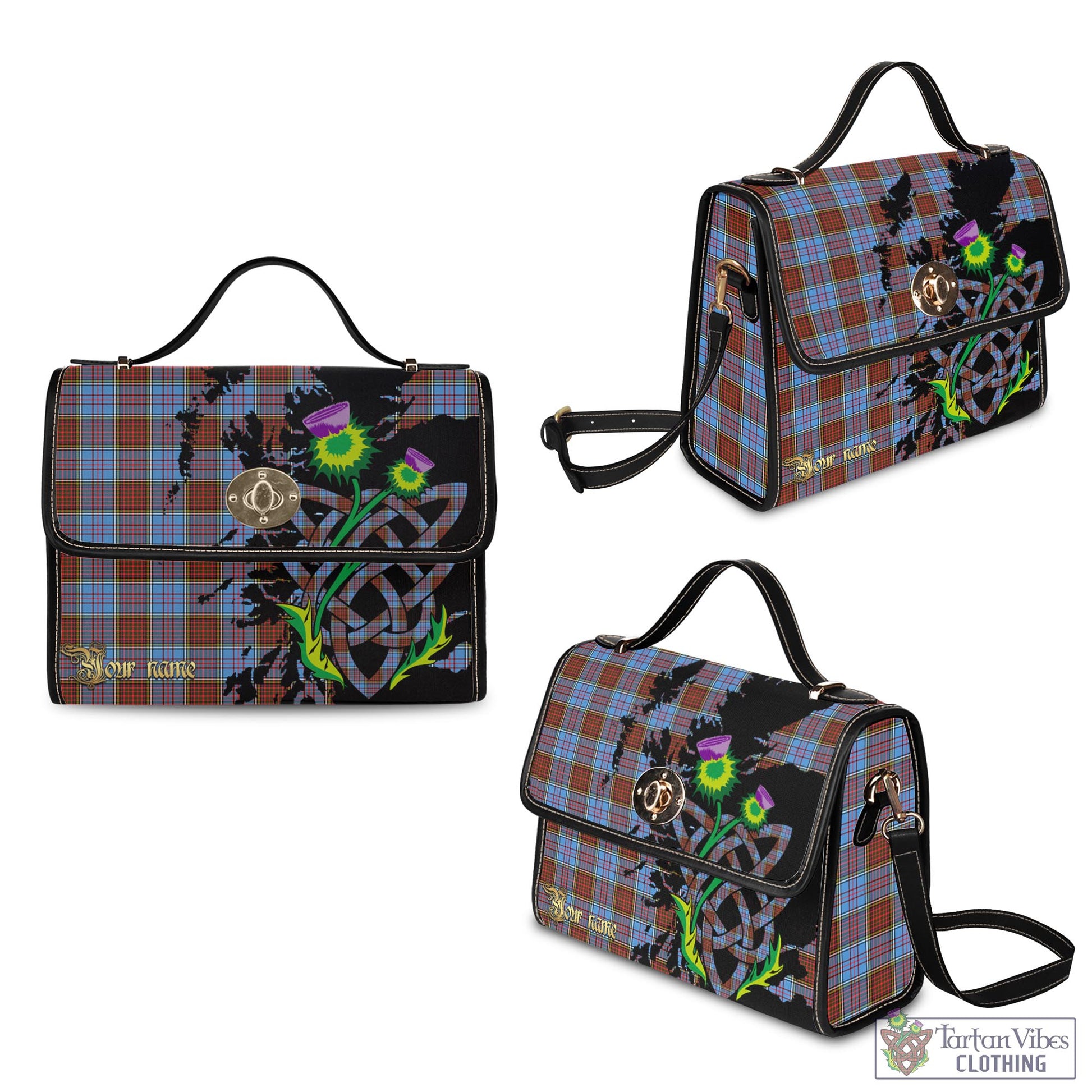 Tartan Vibes Clothing Anderson Modern Tartan Waterproof Canvas Bag with Scotland Map and Thistle Celtic Accents