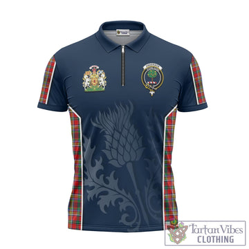 Anderson of Arbrake Tartan Zipper Polo Shirt with Family Crest and Scottish Thistle Vibes Sport Style