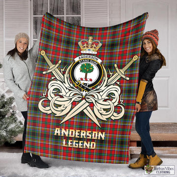 Anderson of Arbrake Tartan Blanket with Clan Crest and the Golden Sword of Courageous Legacy