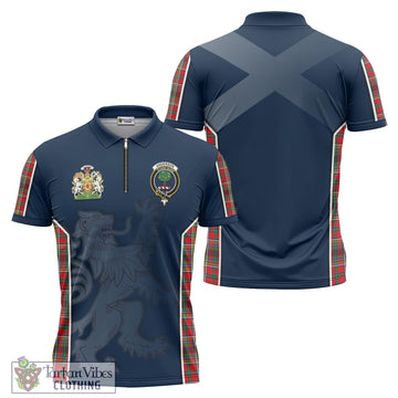 Anderson of Arbrake Tartan Zipper Polo Shirt with Family Crest and Lion Rampant Vibes Sport Style