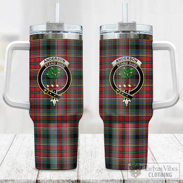 Anderson of Arbrake Tartan and Family Crest Tumbler with Handle