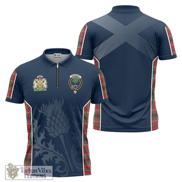 Anderson of Arbrake Tartan Zipper Polo Shirt with Family Crest and Scottish Thistle Vibes Sport Style