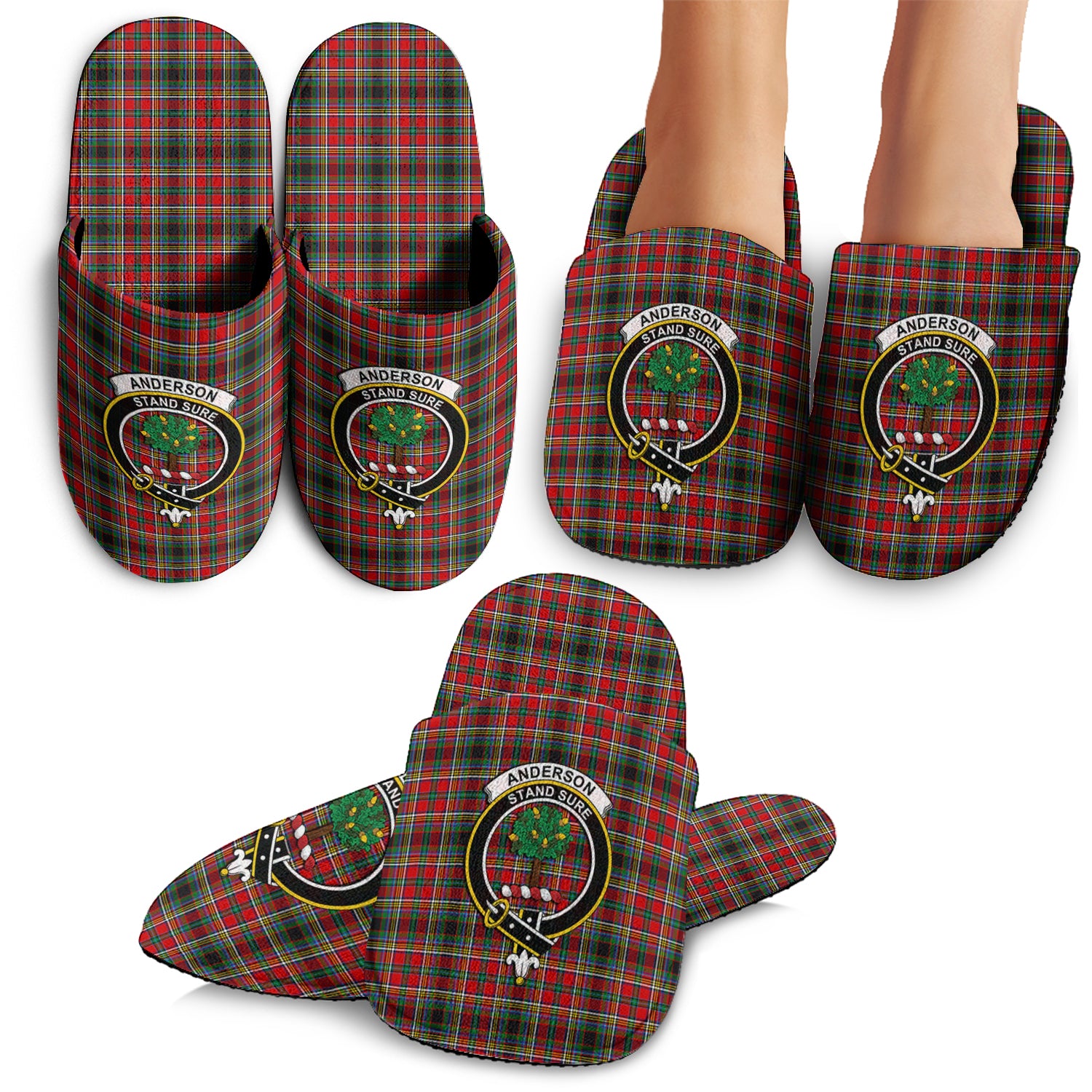 Anderson of Arbrake Tartan Home Slippers with Family Crest - Tartanvibesclothing