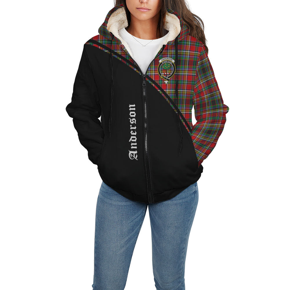 Anderson of Arbrake Tartan Sherpa Hoodie with Family Crest Curve Style - Tartanvibesclothing