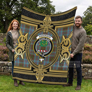 Anderson Scottish Tartan Crest Blanket Royal Stylized