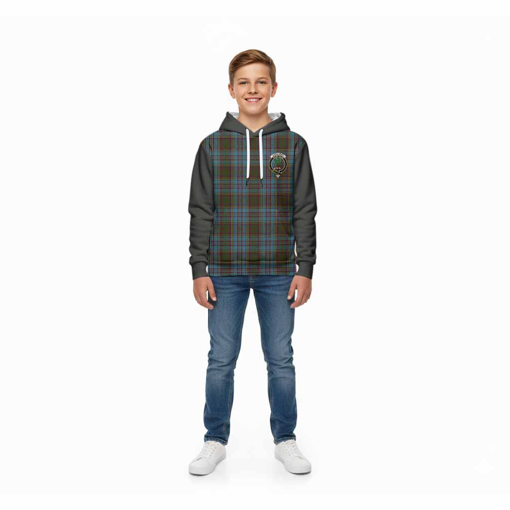 Anderson Tartan Accent Kid Hoodie with Family Crest