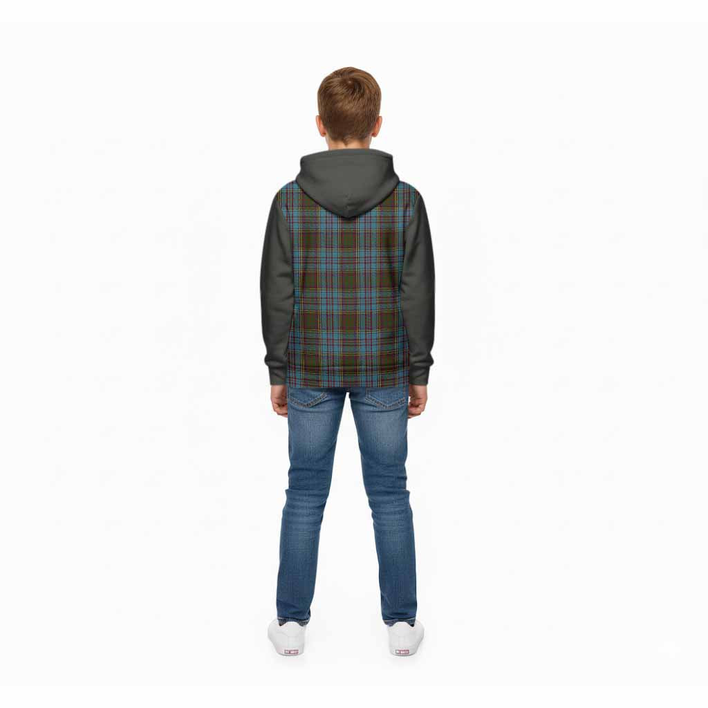 Anderson Tartan Accent Kid Hoodie with Family Crest