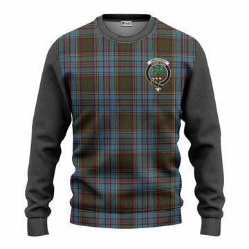 Anderson Tartan Accent Knitted Sweater with Family Crest