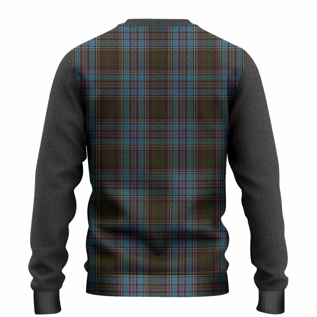 Anderson Tartan Accent Knitted Sweater with Family Crest