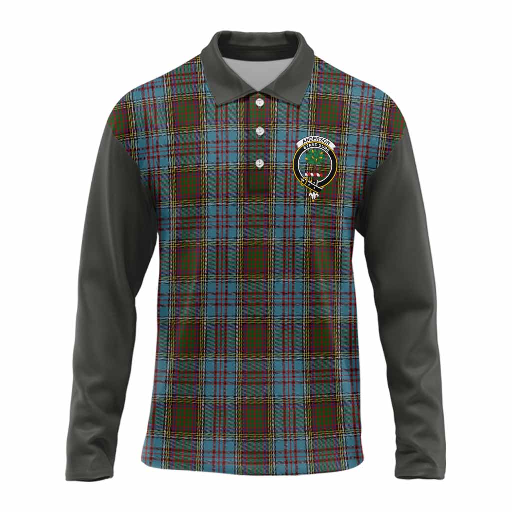 Anderson Tartan Accent Long Sleeve Polo Shirt with Family Crest