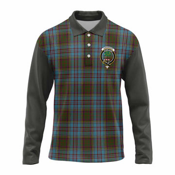 Anderson Tartan Accent Long Sleeve Polo Shirt with Family Crest