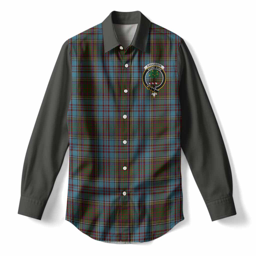 Anderson Tartan Accent Women Casual Shirt with Family Crest