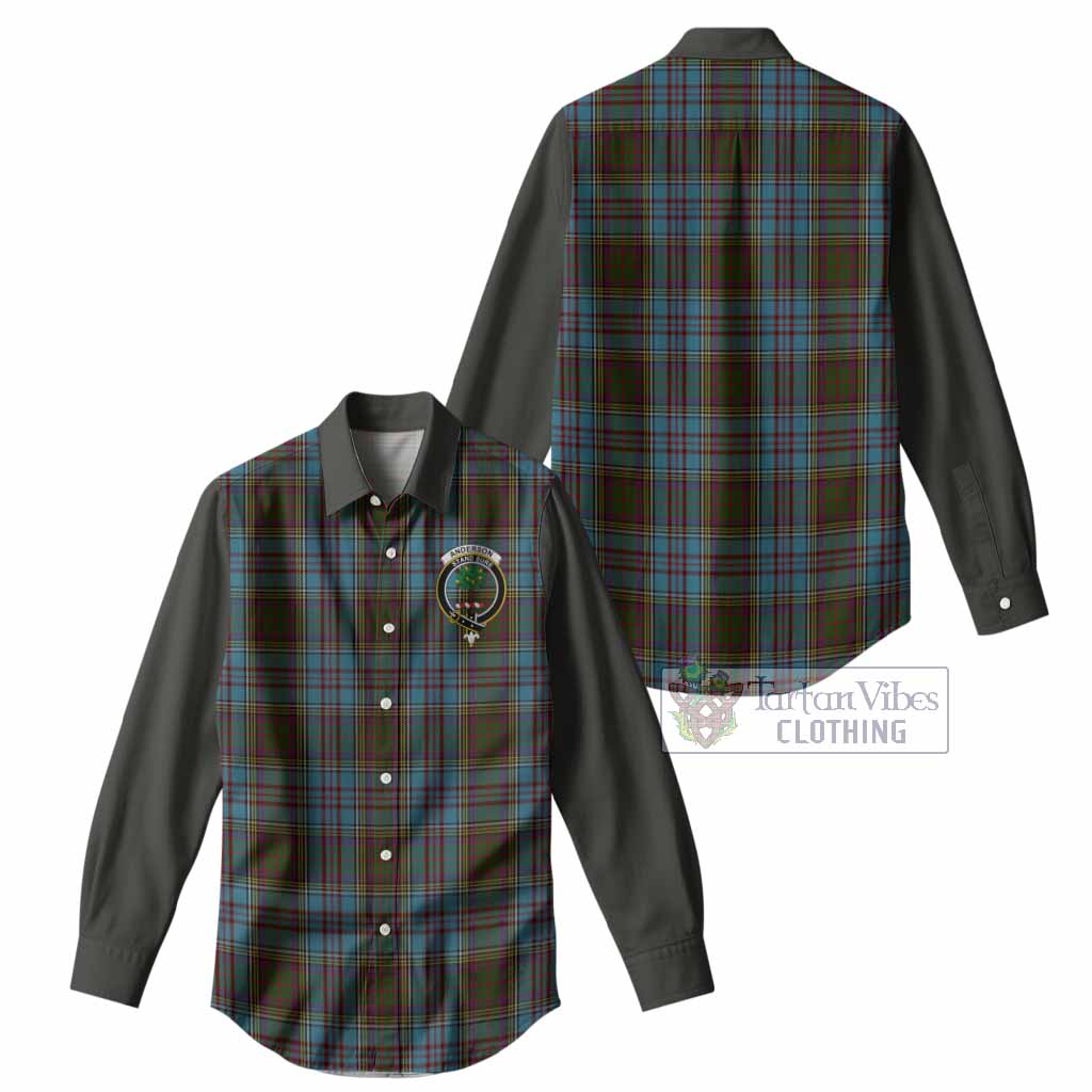 Anderson Tartan Accent Women Casual Shirt with Family Crest