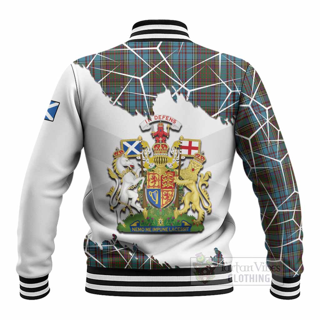 Anderson Tartan Baseball Jacket with Family Crest and Lion Rampant Grunge Style