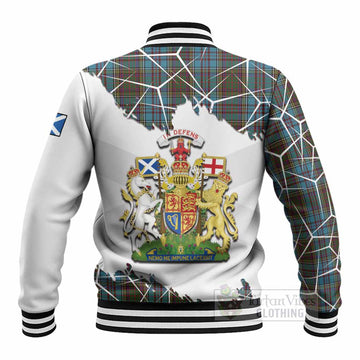 Anderson Tartan Baseball Jacket with Family Crest and Lion Rampant Grunge Style