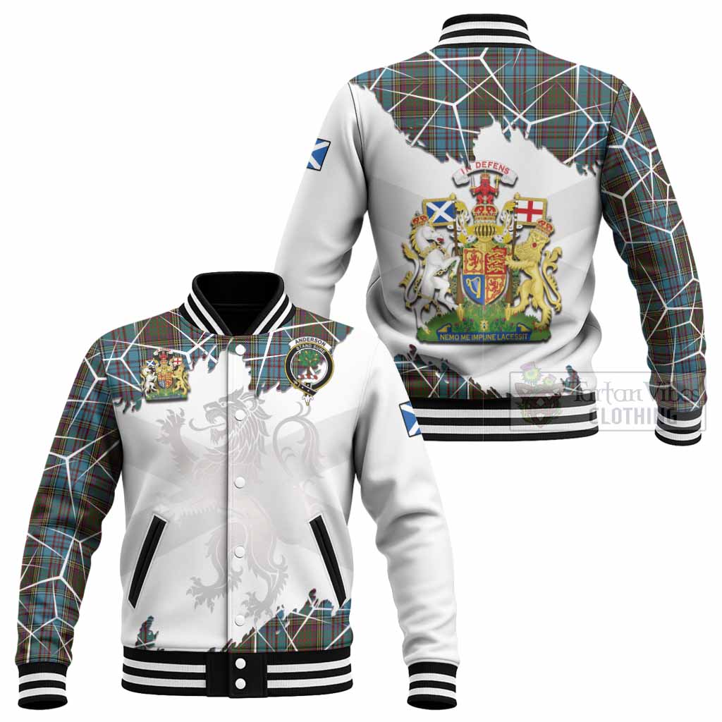 Anderson Tartan Baseball Jacket with Family Crest and Lion Rampant Grunge Style