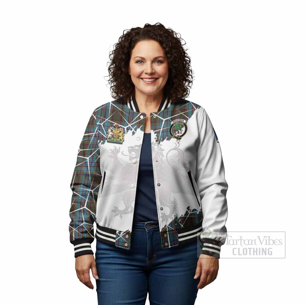 Anderson Tartan Baseball Jacket with Family Crest and Lion Rampant Grunge Style