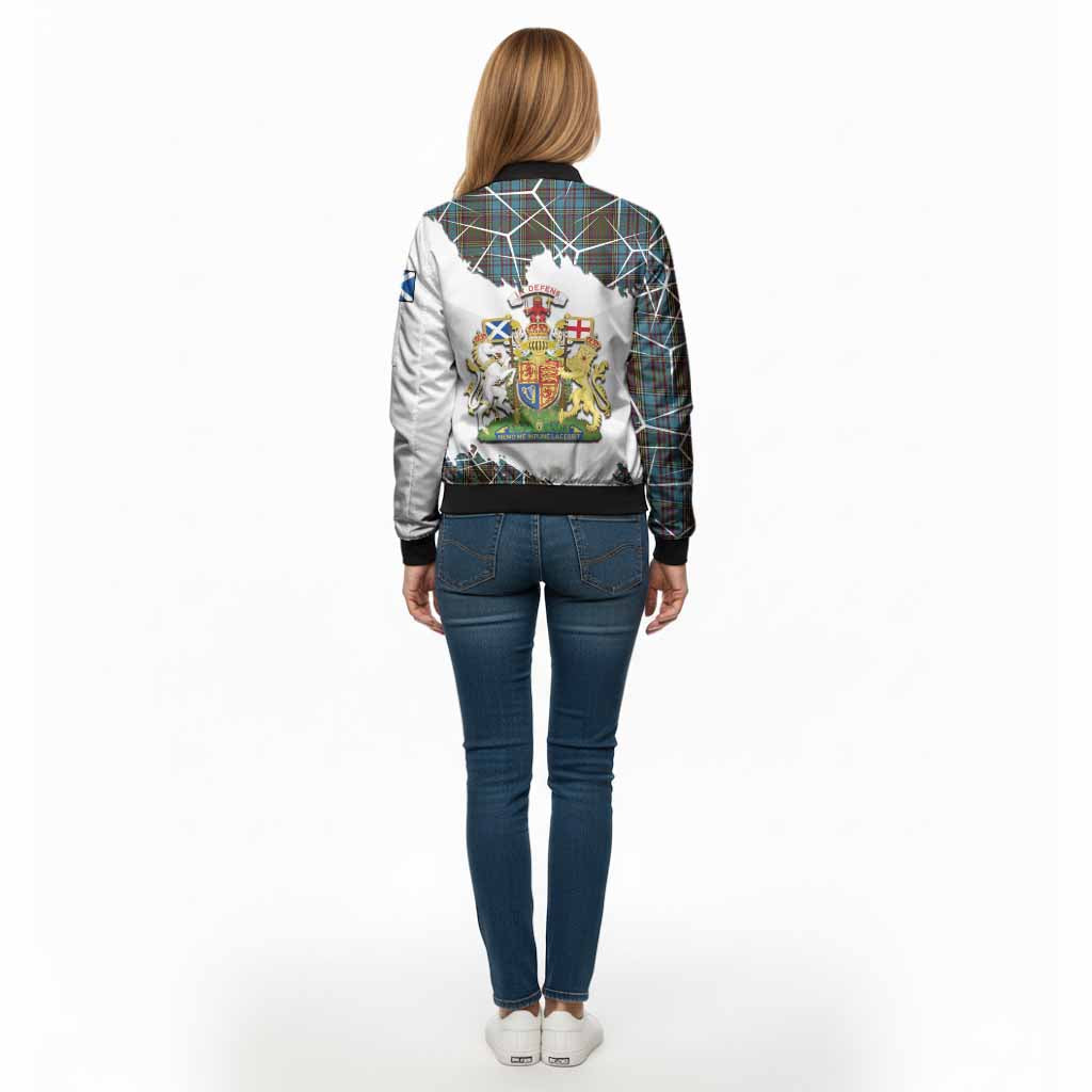 Anderson Tartan Bomber Jacket with Family Crest and Lion Rampant Grunge Style