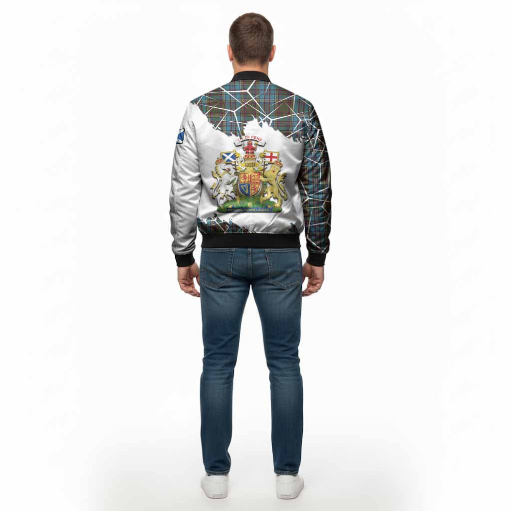 Anderson Tartan Bomber Jacket with Family Crest and Lion Rampant Grunge Style