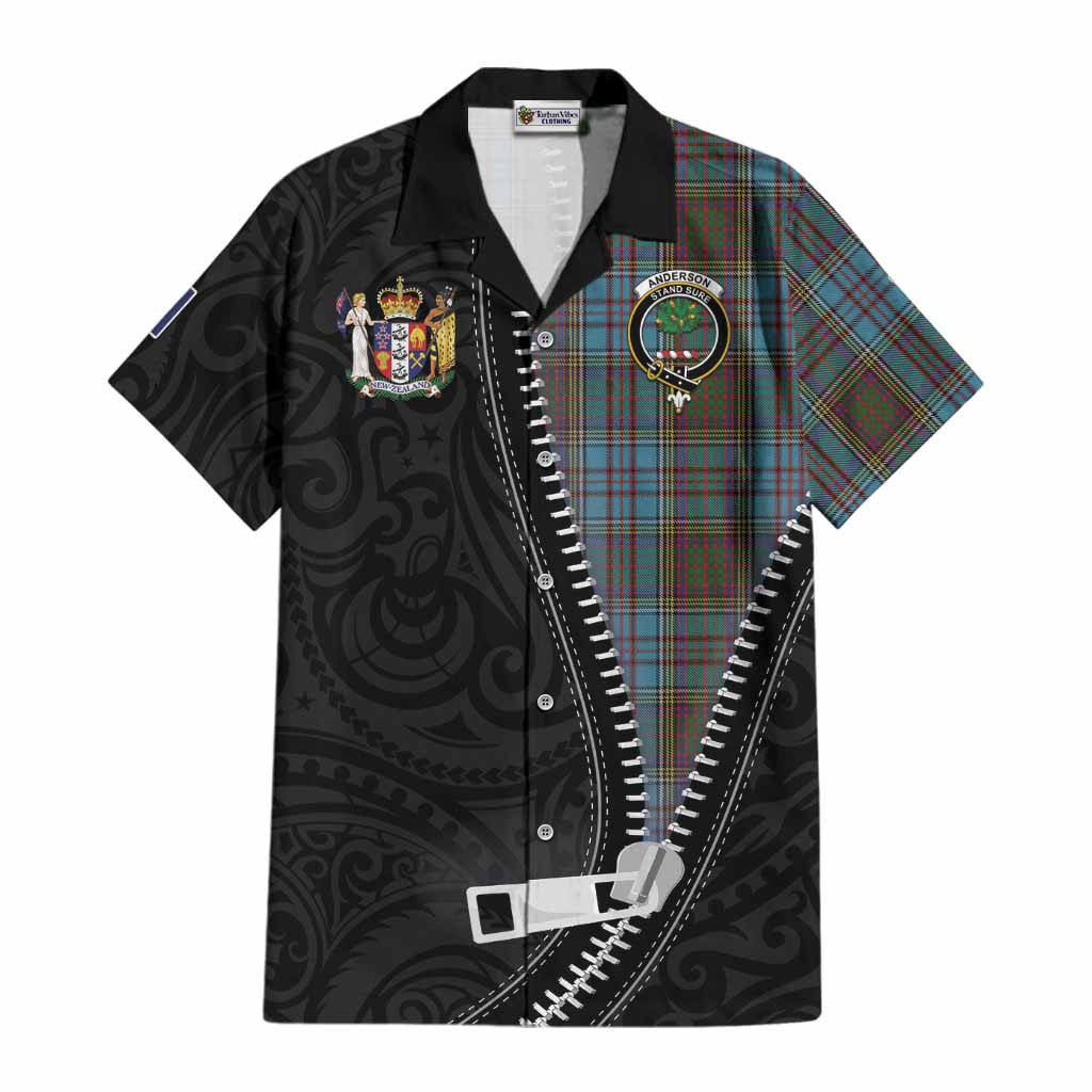 Anderson Tartan Cotton Hawaiian Shirt New Zealand Pattern Unique Zipper Stylized