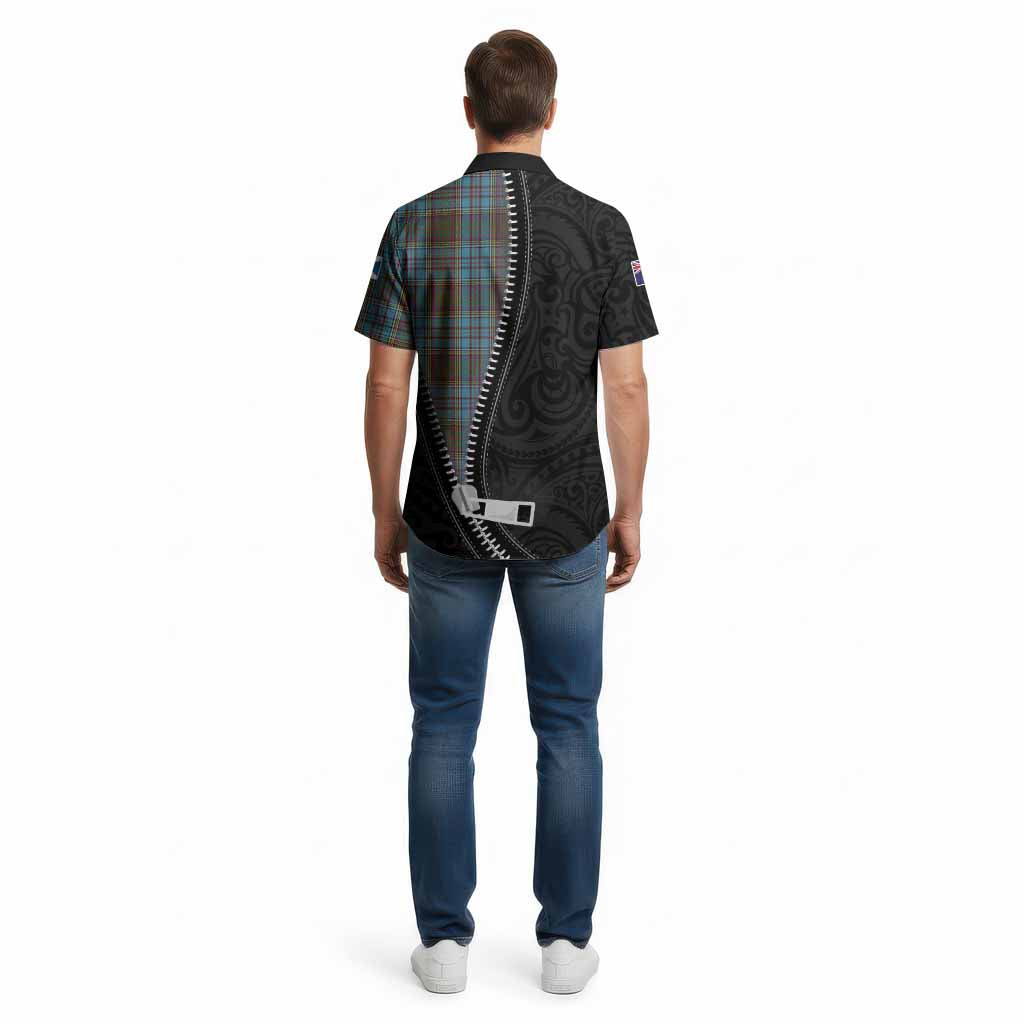 Anderson Tartan Cotton Hawaiian Shirt New Zealand Pattern Unique Zipper Stylized