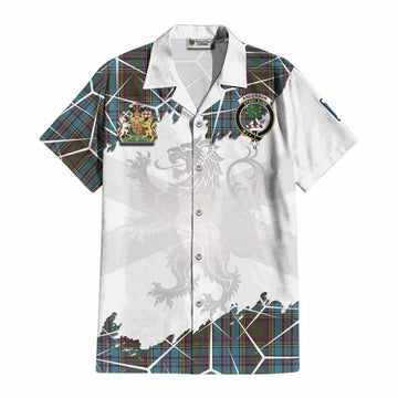 Anderson Tartan Cotton Hawaiian Shirt with Family Crest and Lion Rampant Grunge Style