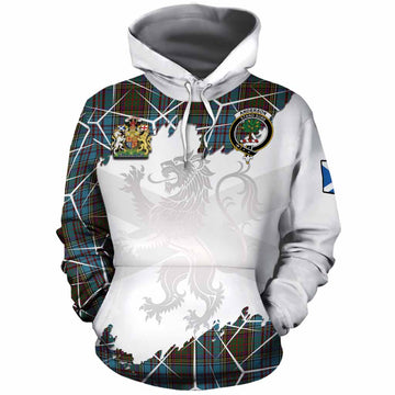Anderson Tartan Cotton Hoodie with Family Crest and Lion Rampant Grunge Style