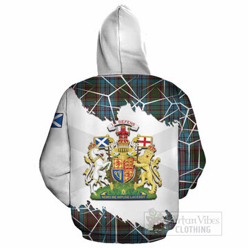 Anderson Tartan Cotton Hoodie with Family Crest and Lion Rampant Grunge Style