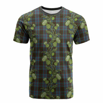 Anderson Tartan Cotton T-shirt Seamless Scottish Thistle Flowers